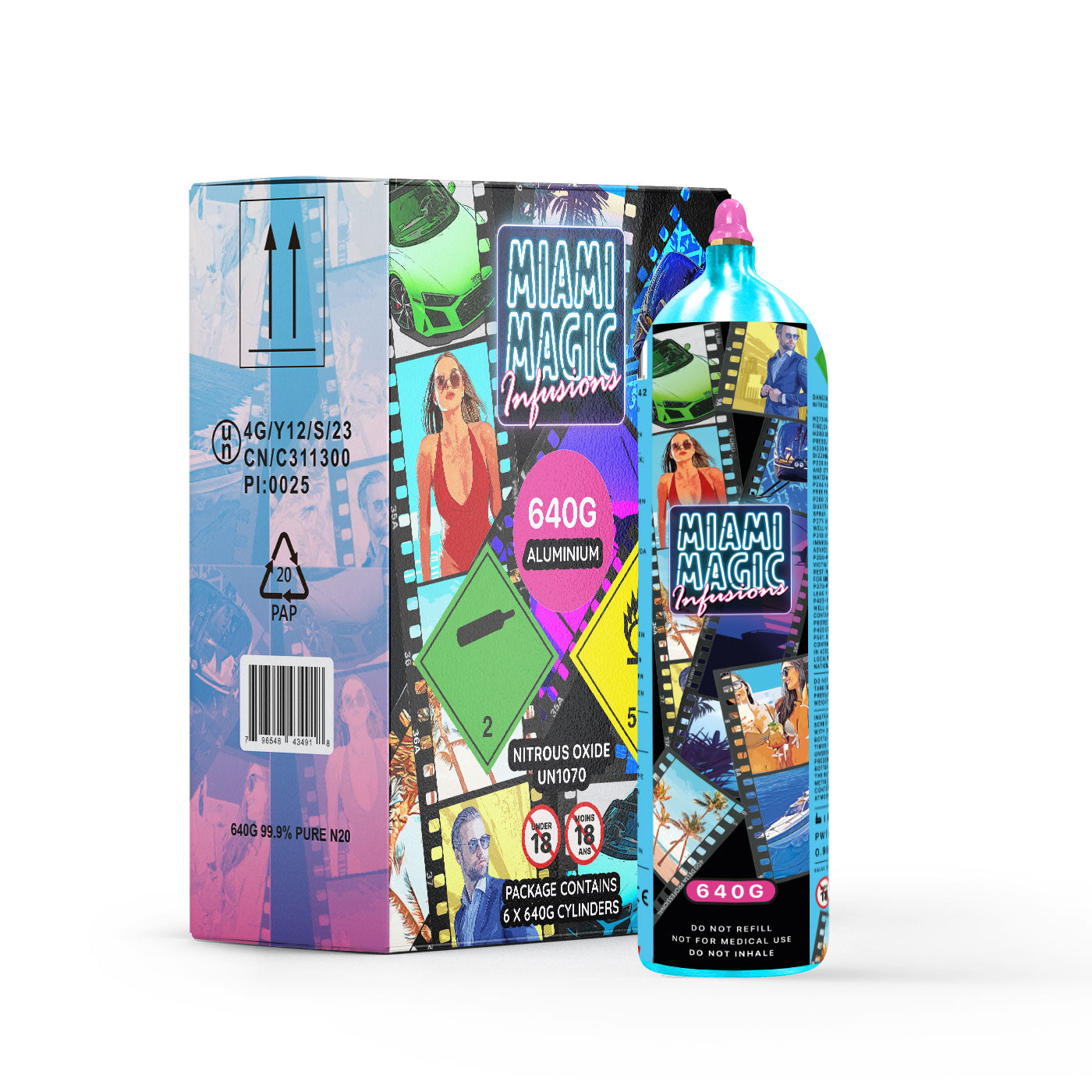 6 x Miami Magic 640g Aluminium Cream Charger