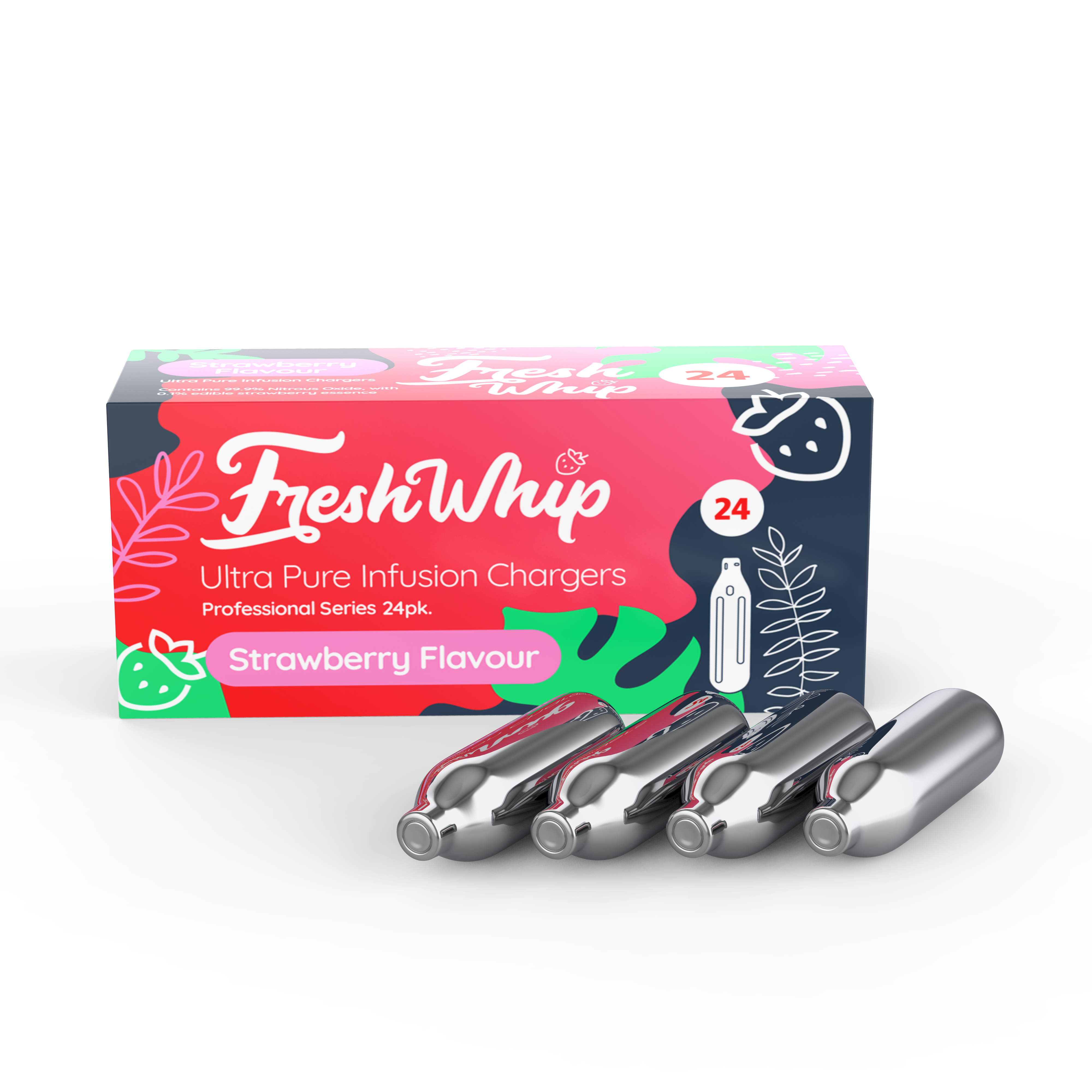 FreshWhip Erdbeer-Sahne-Ladegeräte - 24er Pack