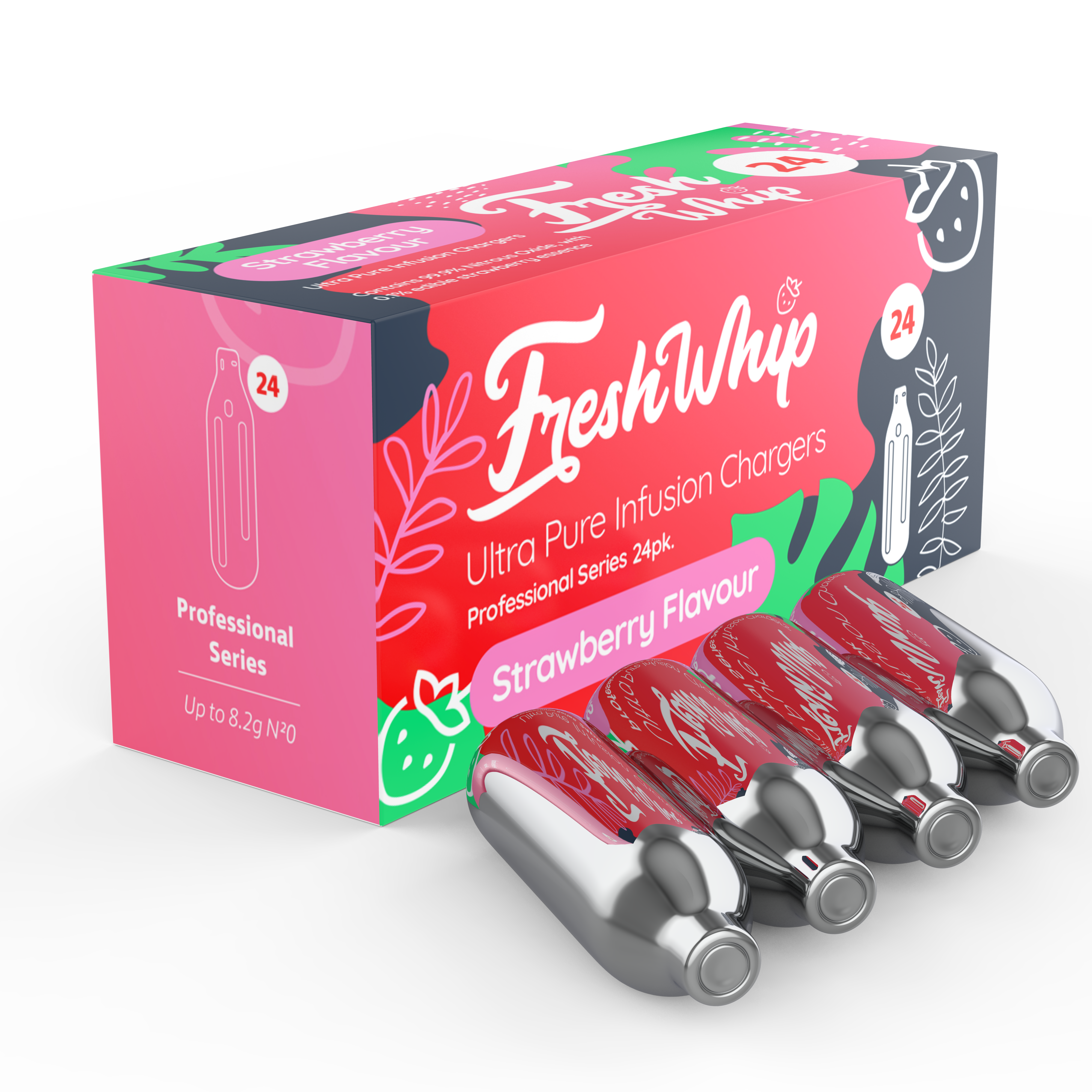 FreshWhip Erdbeer-Sahne-Ladegeräte - 24er Pack